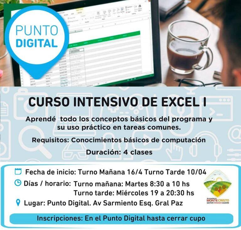 Cursos gratuitos en el Punto Digital Monte Cristo