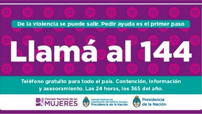 Ante cualquier detección de violencia de género o si necesitas ayuda comunicarse con el numero 144.