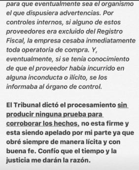 Comunicado de Nicolás Paladini sobre presuntas estafas al fisco. (Instagram)