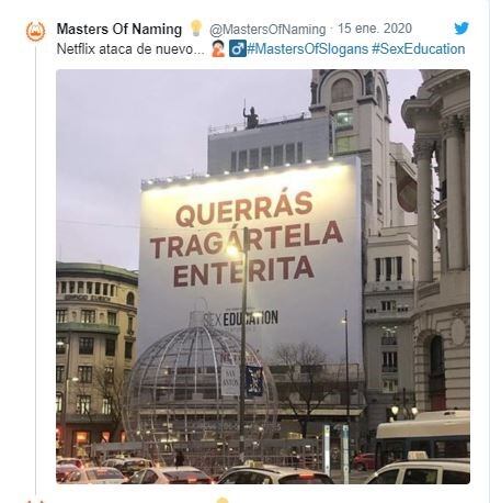 La polémica campaña de Netflix para promocionar 'Sex Education' (Foto: Twitter/ @MastersOfNaming)