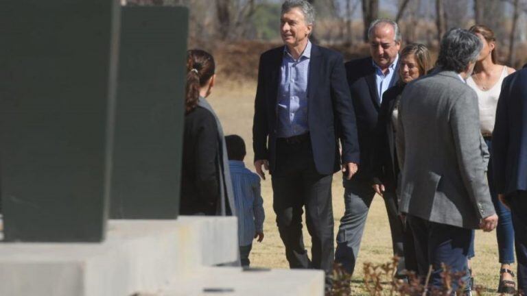 Macri en la bodega Bressia en Mendoza.