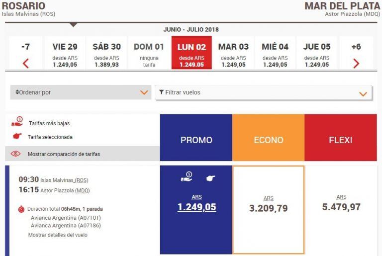 Ofertas en vuelos de Rosario a Mar del Plata. (Avianca)