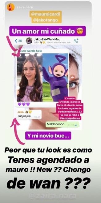 Las stories entre Wanda y Zaira Nara (Instagram)