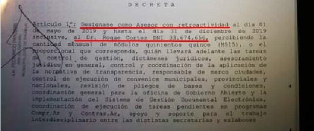 Decreto de designación de Cortez Gil. (Infocielo)