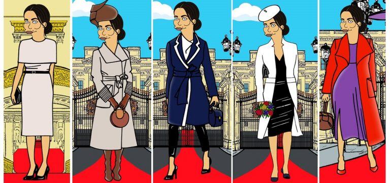 Meghan Markle en el estilo de caricatura de "Los Simpson".