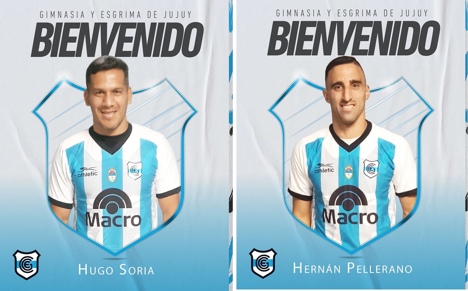 Hugo Maximiliano Soria Sánchez y Hernán Pellerano, las primeras incorporaciones del "Lobo" jujeño para la temporada 2023, en publicaciones del club en redes sociales.