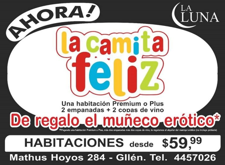 Publicidades del hotel La Luna en Mendoza.