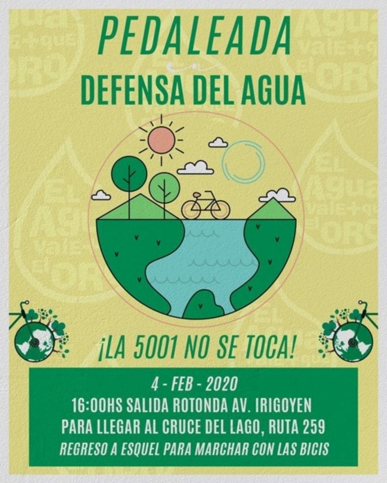 Afiche de la pedaleada organizada por el grupo del No a la Mina - Esquel.