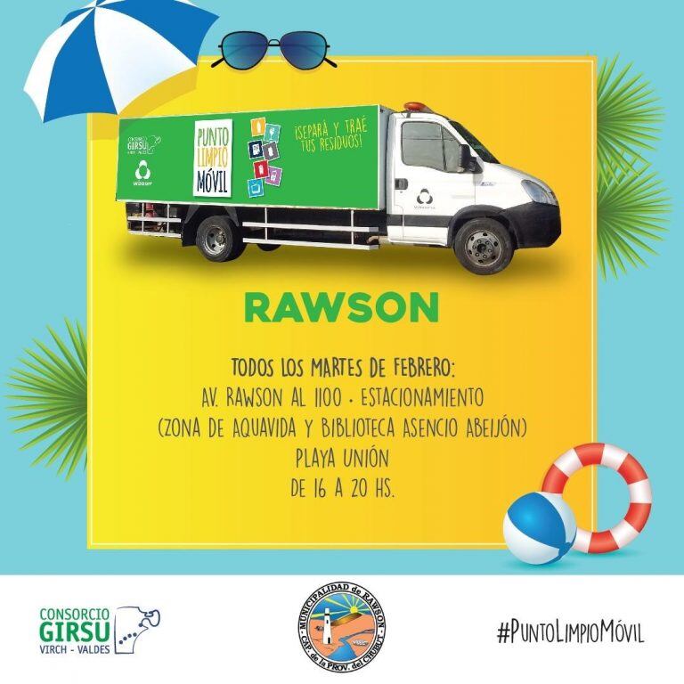 El camión del GIRSU estará todos los martes en AV. Rawson al 1100.