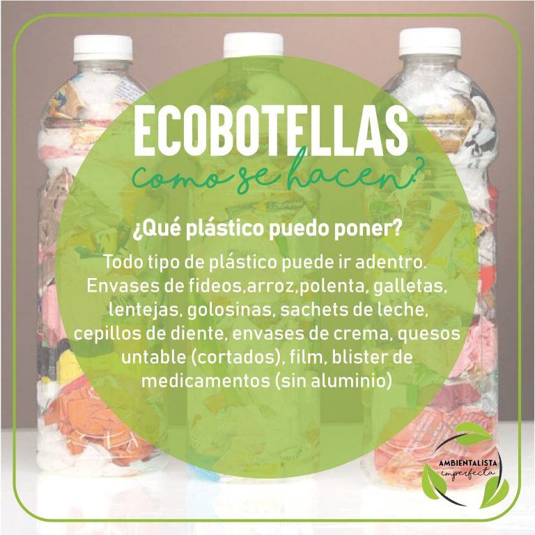 Ecobotellas: una alternativa para aprovechar los residuos (Facebook Luli Miranda).