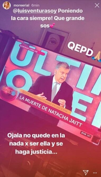 More Rial publicó un mensaje para pedir Justicia por Natacha Jaitt.