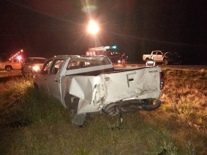 Así quedó una de las camionetas luego del accidente