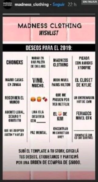 La lista de deseos de Cande Tinelli para el 2019.