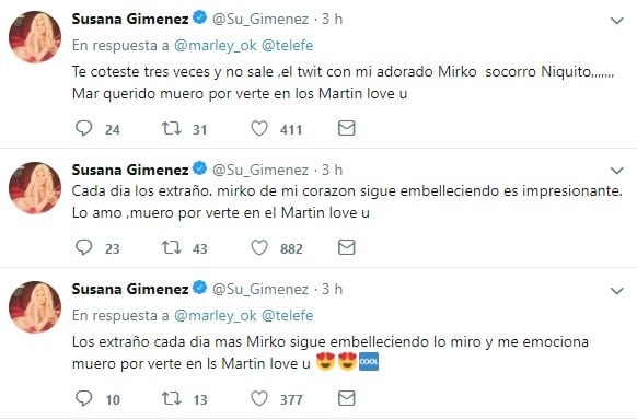 Susana Giménez quiso responderle una publicación a Marley en Twitter y le salió mal