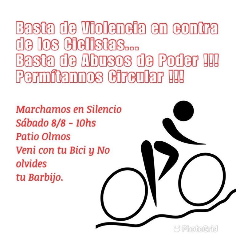 Convocatorio marcha. Ciclistas de Córdoba.