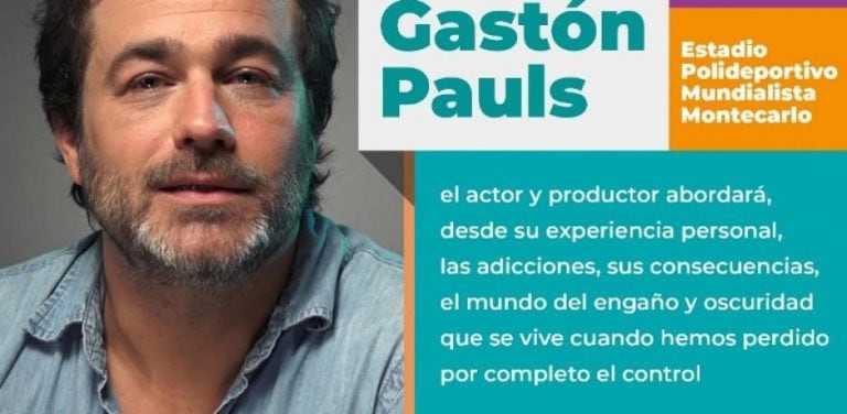 Gastón Pauls dará una charla sobre adicciones en Montecarlo