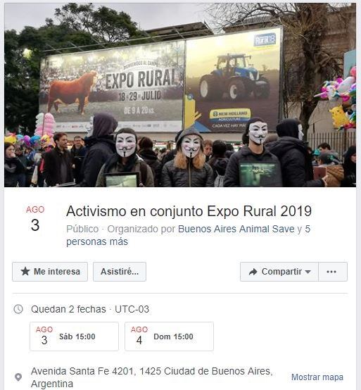 La convocatoria en Facebook (Web)