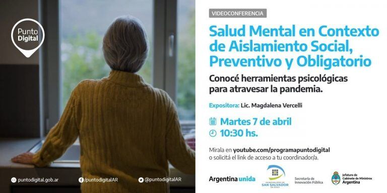 Pieza gráfica que anuncia la videoconferencia sobre salud mental en la pandemia.