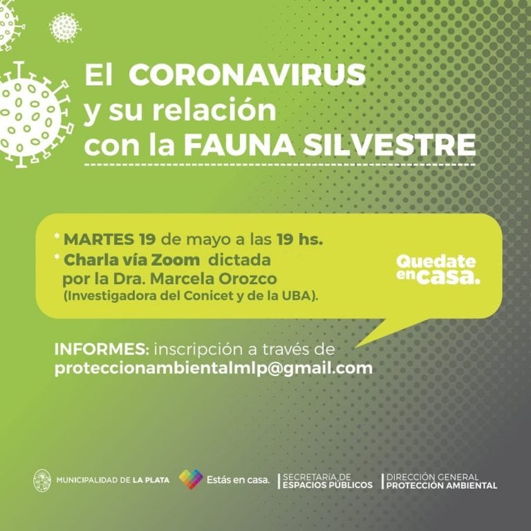 Expertos del CONICET capacitarán a empleados municipales de La Plata sobre el Covid-19 y su relación con la fauna silvestre (Municipalidad de La Plata)