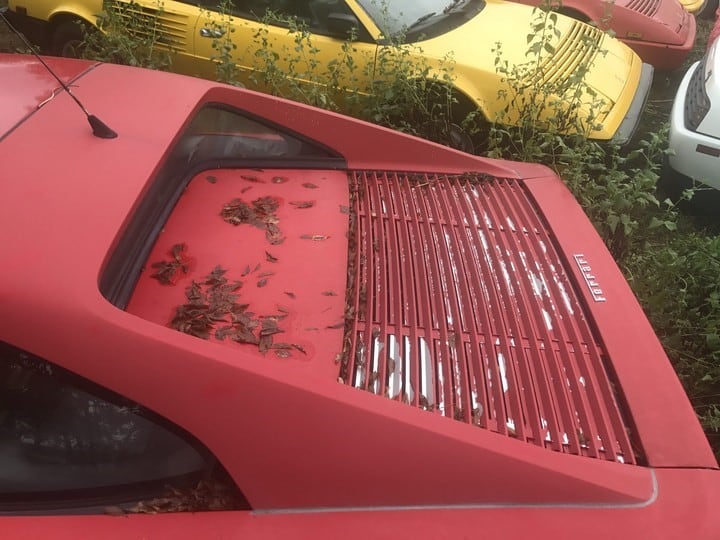 Modelos de Ferrari abandonados en un campo. (Silodrome).