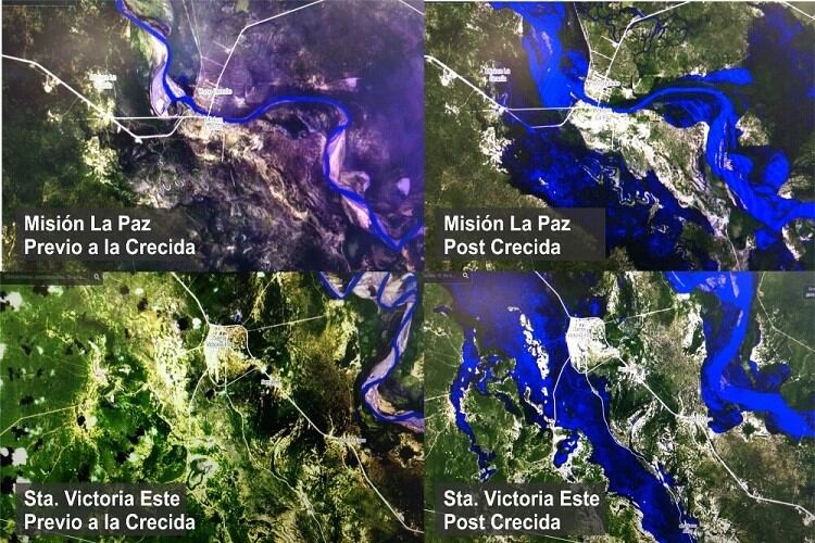 Imagen área de las comunidades afectadas por la crecida del río Pilcomayo (Web)