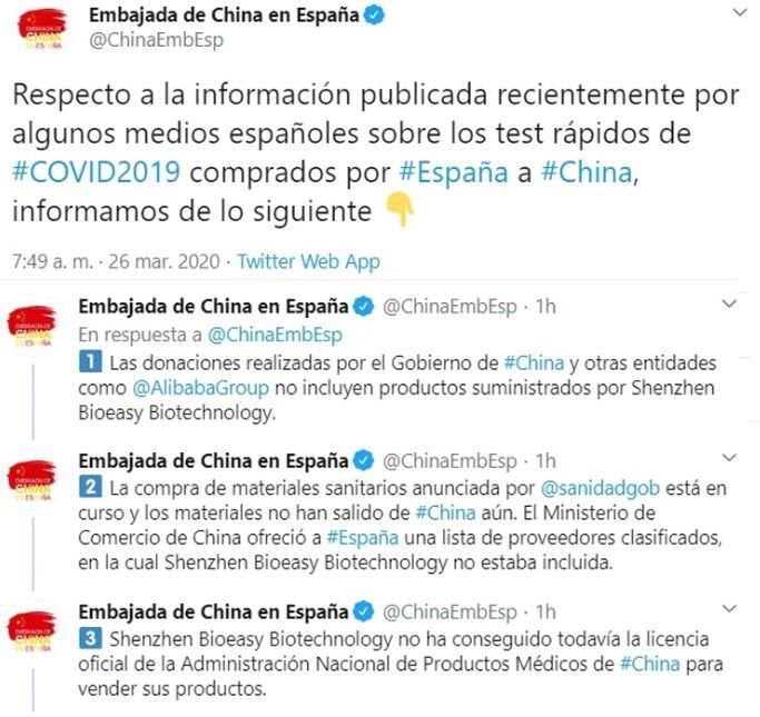 España compró tests de COVID-19 a una empresa china sin licencia.