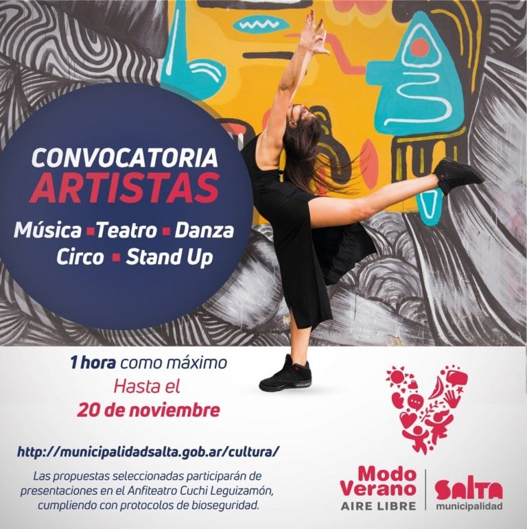 Convocan a artistas salteños para el ciclo de espectáculos al aire libre (Municipalidad de Salta)