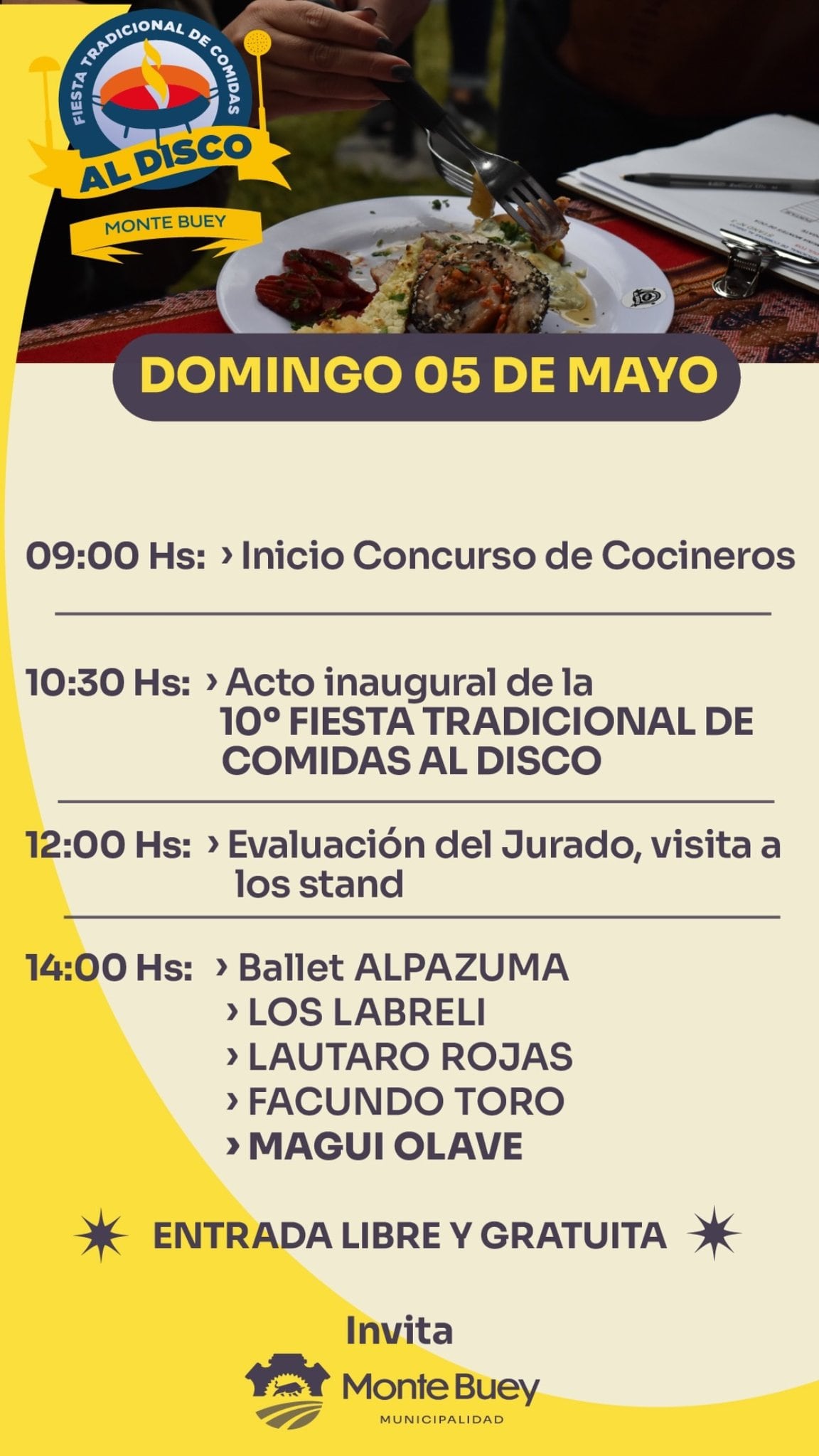 Cronograma de actividades para el domingo.