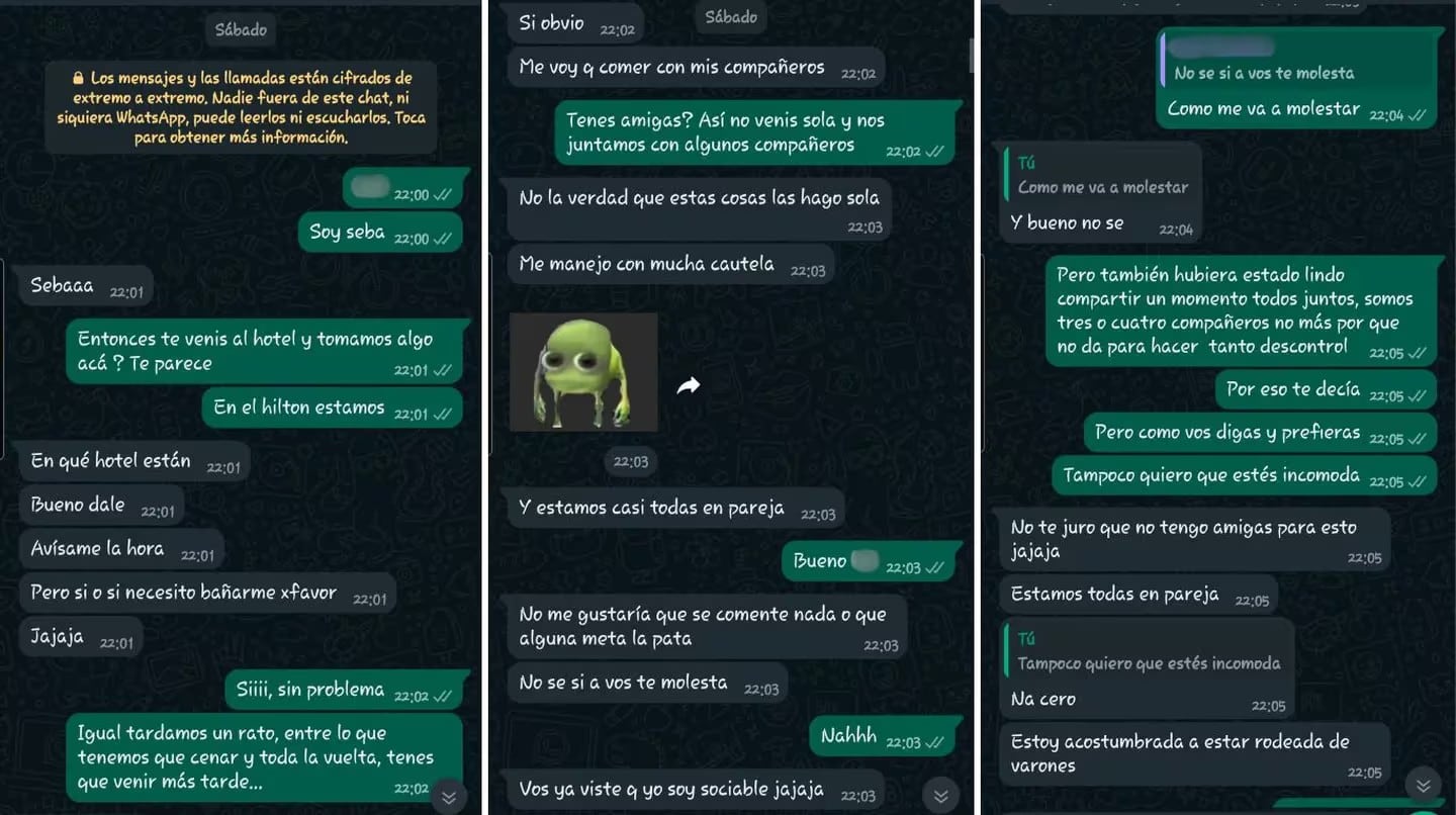 Los chats entre la denunciante y Sebastián Sosa