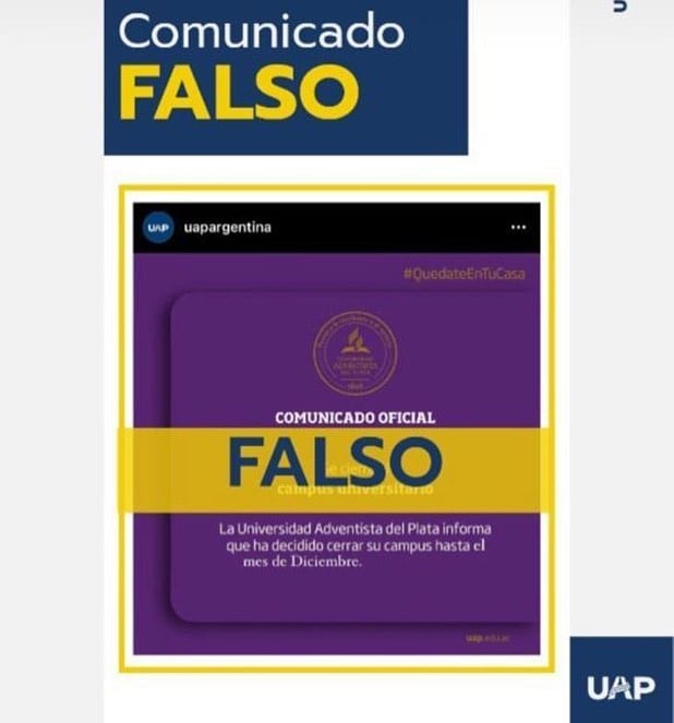 La UAP niega que su campus cierre hasta diciembre y alerta sobre la circulación de noticias falsas.