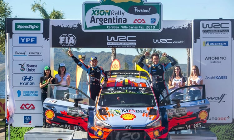 Neuville, cuando ganó en 2019 el Rally de Argentina en Córdoba.