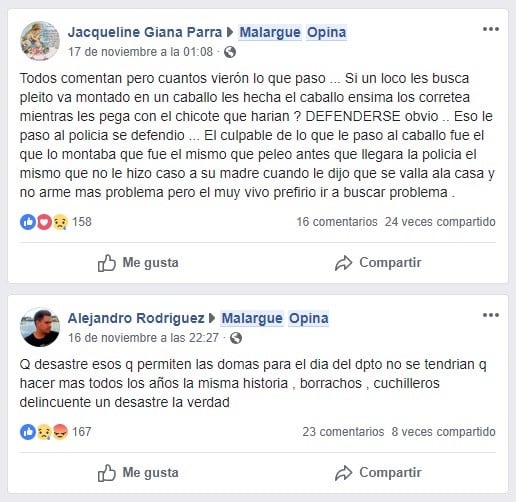 Opiniones en las redes.