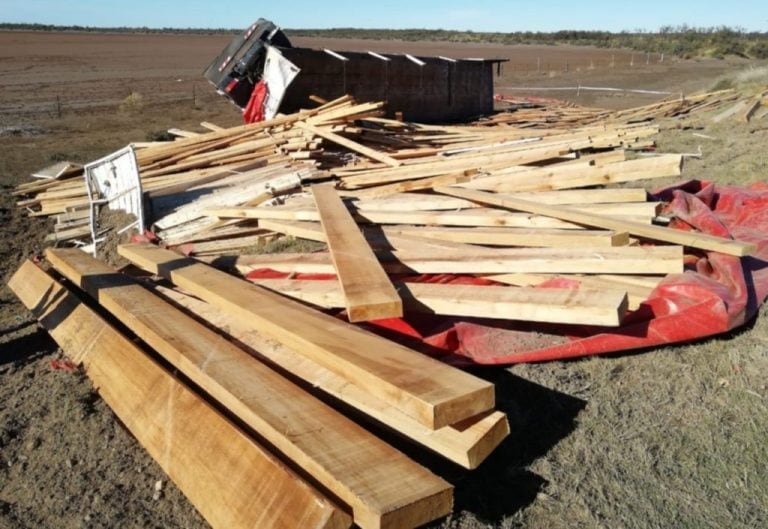 El camión transportaba madera desde Misiones y se dirigía hacia Viedma