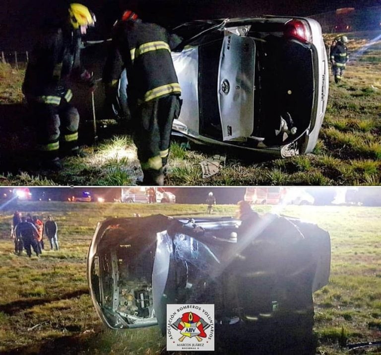 Vuelco en solitario. Gentileza: Bomberos Voluntarios Ms Jz.