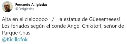 El tuit del diputado macrista Fernando Iglesias.