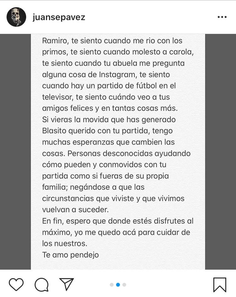 Carta del hermano de Blas Correas (Captura/Instagram)