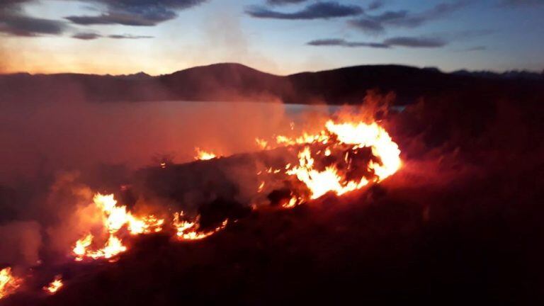 Incendio de la laguna Willmanco donde se trabaja para averiguar las causas del siniestro.