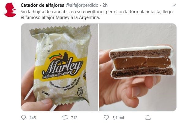 Los "alfajores bajoneros" llegan a la Argentina. (Twitter/@alfajorperdido)