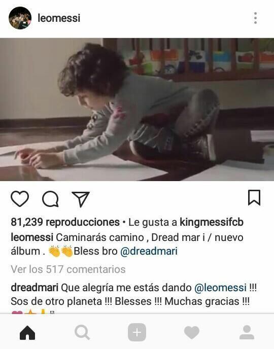 Leo Messi bancó uno de los nuevos temas de Dread Mar I mediante las redes sociales.