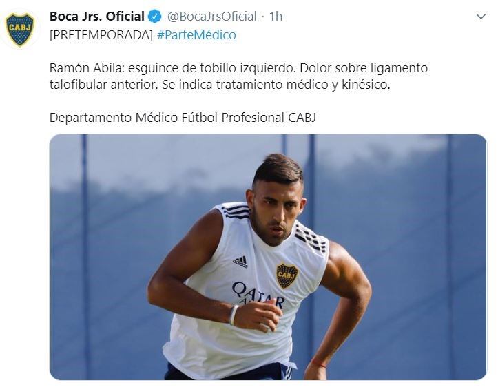 Wanchope Ábila sufrió un esguince de tobillo y se retiró del entrenamiento (Foto: captura Twitter)