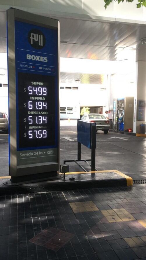 Los precios de YPF en Mendoza.