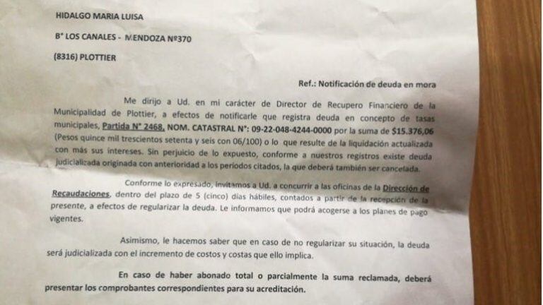 Una abuela podría perder su casa por no pagar los impuestos municipales.