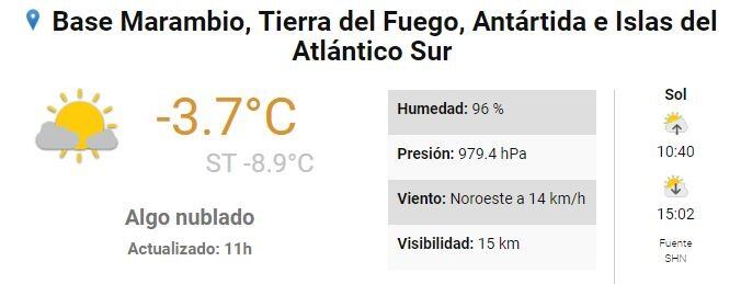 Temperatura Miércoles 3 de julio - TDF actualizado a las 11 AM.