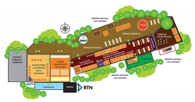 Mapa del predio del Festival del Chef Patagónico.