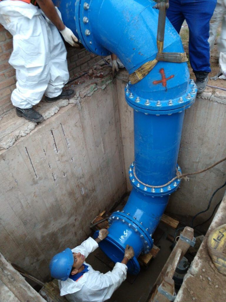 Aguas Cordobesas, trabajos en la estación elevadora de barrio Guiñazú. (Aguas Cordobesas)