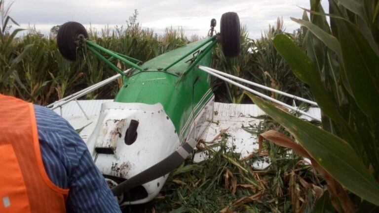 Una avioneta se estrelló en un campo de Mar del Plata y la piloto salió ilesa (Fotos: 0223)