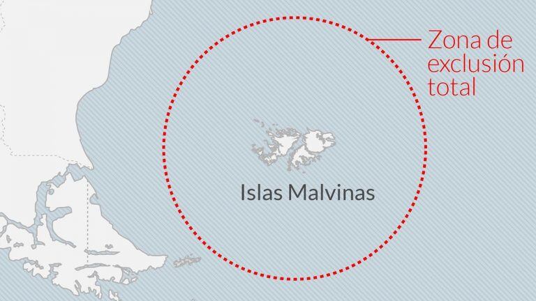 "zona de exclusión" aérea de 200 millas desde el centro de las islas.