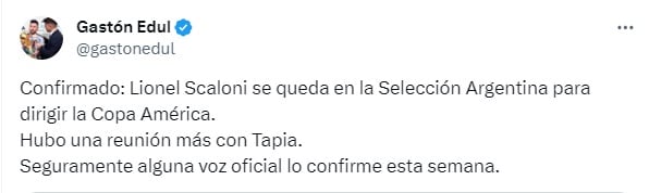 La confirmación del periodista Gastón Edul