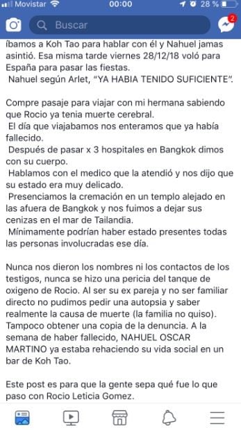 Rocío Leticia Gómez falleció durante un buceo de bautismo con la escuela "Pura Vida Diving" en Ko Tao, Tailandia, y Franco Cetti, su expareja, detalló el confuso episodio.