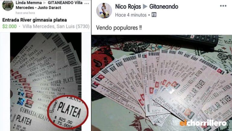 La reventa de entradas para ver River y Gimnasia de Mendoza. Foto: El Chorrillero